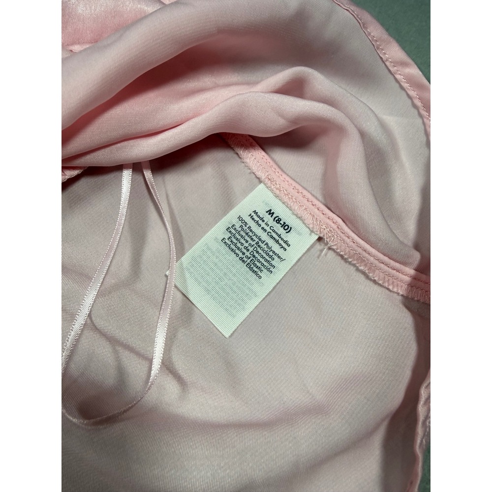 Coquette Pink Satin Lace Trim Camisole Top Smocked Back Peplum Babydoll Cami Med - Picture 4 of 7